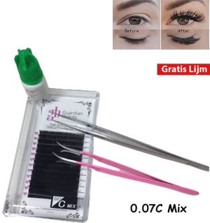 Wimpers Extensions Lashes Mixed 0.07mm C-Curl | mixed tray lengte 8 t/m 15 mm 16 rijen