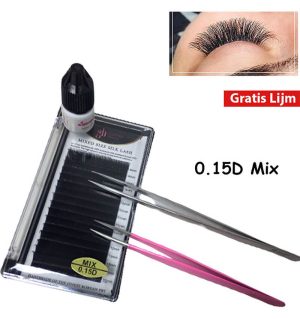 Wimpers Extensions Lashes Mixed 0.15mm D-Curl mixed tray | lengte 8 t/m 15 mm 16 rijen