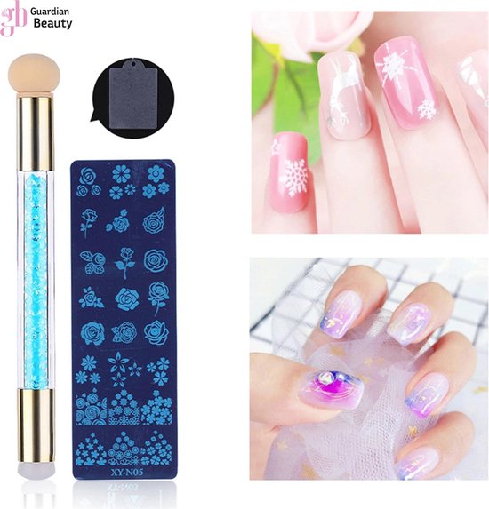 Nieuwe Gradiënt Nail Brushed Pen 1 Set Nail Drukplaat Seal Schraper Spons Silicagel Vermoeden Pen Tool Item: XY-1880