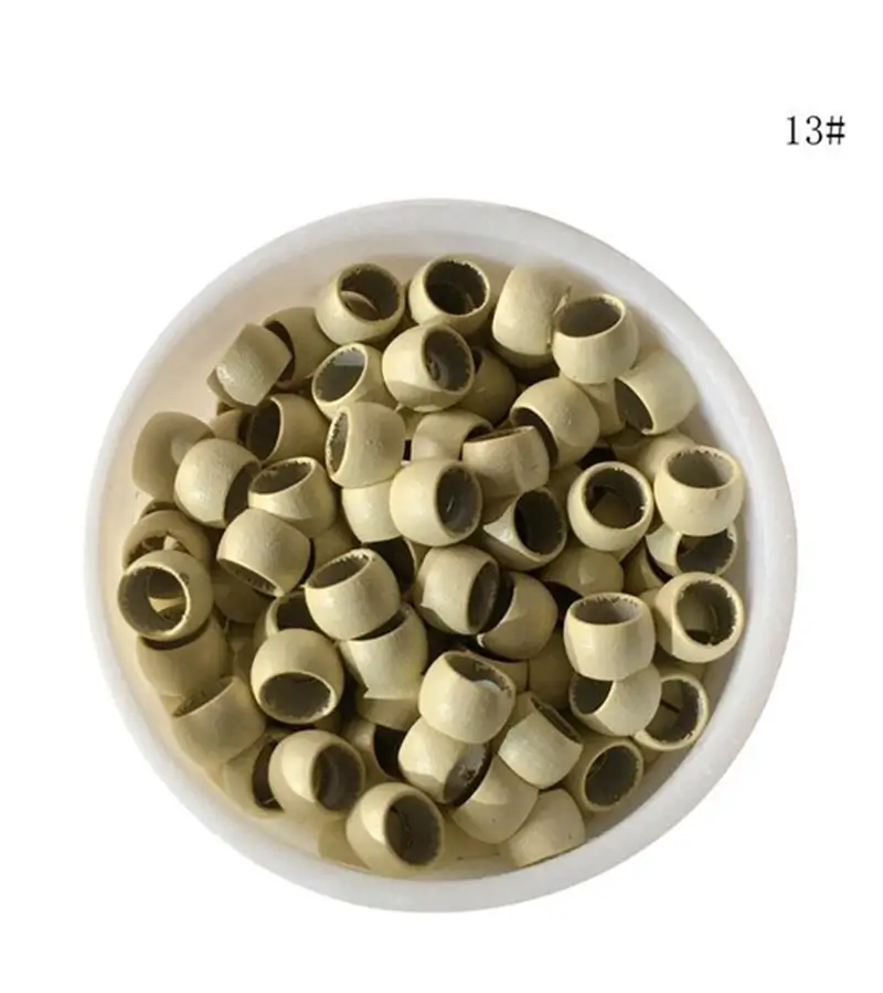 microringen 200stuks, kleur # 13 Ultra-Blond, met silicone om hairextensions mee te bevestigen diameter 5 mm