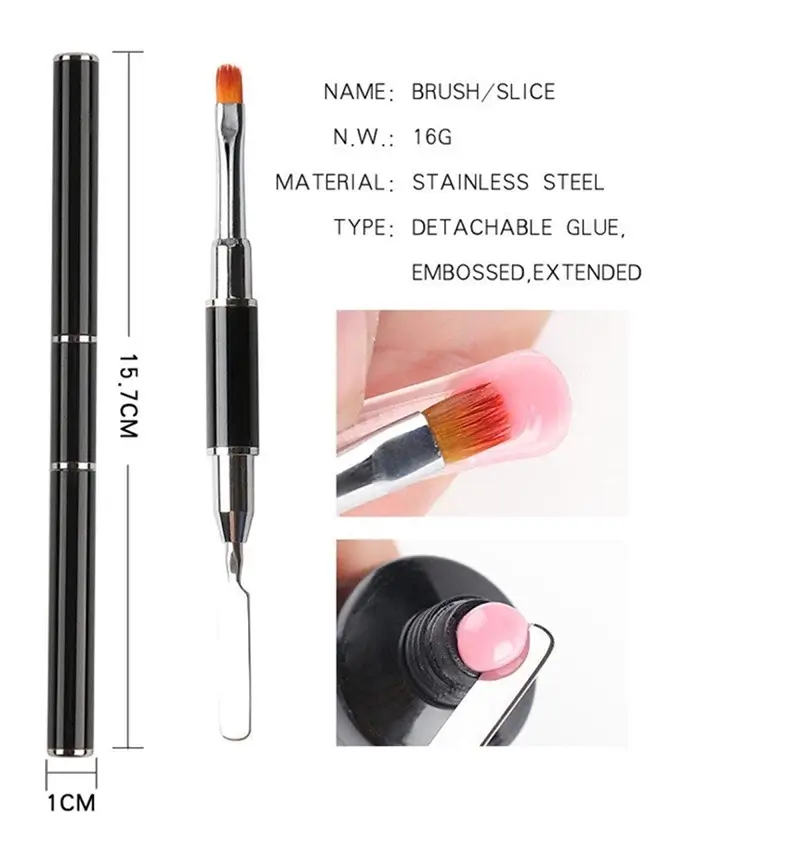 Poly Gel Kwast | Nail Poly gel tool - 2 in 1 kwast met spatel | Nagel Polygel tool - Gel penseel