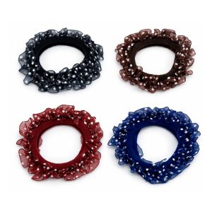 Guardian Beauty Haarelastiekjes - Scrunchies - Set Van 4 - Zwart, Bruin, Rood, Blauw - Haaraccessoire