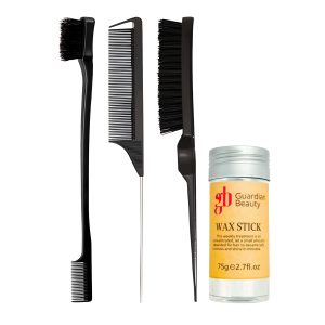 Guardian Beauty Waxstick - Edge Control Borstel en Kamset - 3-delig - Zwart - Met Waxstick - Haarstylingtools