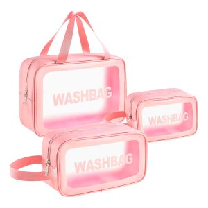 Guardian Beauty Toilettas - Waszak - Doorzichtig - Waterdicht - Make-up Reistas - Cosmetische Tas - Set Van 3 - Roze