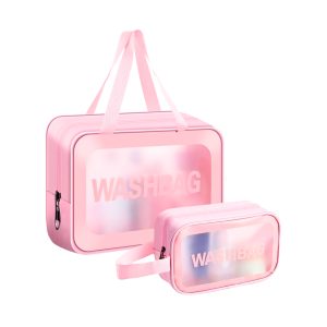 Guardian Beauty Toilettas - Waszak - Doorzichtig - Waterdicht - Make-up Reistas - Cosmetische Tas - Set Van 2 - Roze