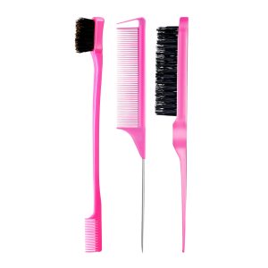 Guardian Beauty Edge Control Borstel en Kamset - 3-delig - Roze - Haarstylingtools