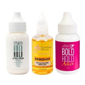 Pruik Lijm & Guardian Beauty Remover Set - Bold Hold - Extreme Creme - Active - 1.3 oz. + GB Remover - Geel - For Lace Wig Bond and Toupee Tape - 1 stuk - 30ml - Haarextensions - The Hair Diagram -