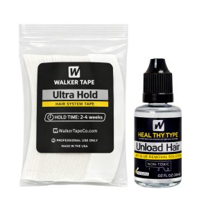 Walker Tape Pruikentape & Remover Set - Ultra Hold - Hair System Tape - 36 stuks + Unload Hair - Dry Glue Removal Solution - 1 stuk - 30ml - Haarextensions