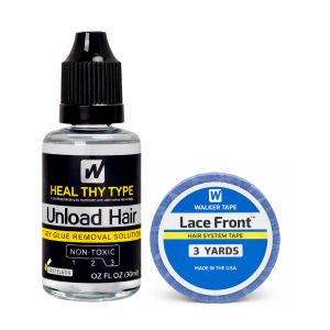 Walker Tape Pruikentape & Remover Set - Lace Front - Hair System Tape - 3 yards - 1 stuk - 1.9cm + Unload Hair - Dry Glue Removal Solution - 1 stuk - 30ml - Haarextensions