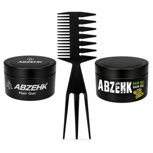 Haargel - Ultra Hard Touch - Transparant 450ml - Geel 300ml - Abzehk - Met Styling Kam - Haarstylingtools