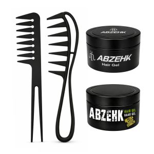 Haargel - Ultra Hard Touch - Transparant 450ml - Geel 300ml - Abzehk - Met Styling Kam - Haarstylingtools