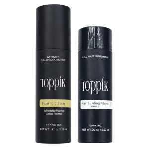 Toppik Haarverdikkings Starterset - Wit - Toppik Hair Building Fibers 27.5g - Toppik Fiber Hold Spray 118ml - Verbergt Haaruitval - Direct Voller Haar