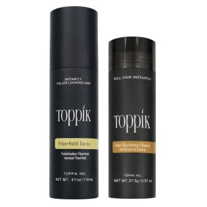 Toppik Haarverdikkings Starterset - Middelblond - Toppik Hair Building Fibers 27.5g - Toppik Fiber Hold Spray 118ml - Verbergt Haaruitval - Direct Voller Haar