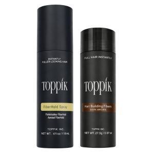 Toppik Haarverdikkings Starterset - Donkerbruin - Toppik Hair Building Fibers 27.5g - Toppik Fiber Hold Spray 118ml - Verbergt Haaruitval - Direct Voller Haar
