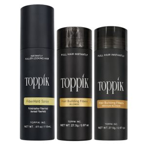 Toppik Haarverdikkings Starterset - Blond en Middelblond - Toppik Hair Building Fibers 27.5g - Toppik Fiber Hold Spray 118ml - Verbergt Haaruitval - Direct Voller Haar