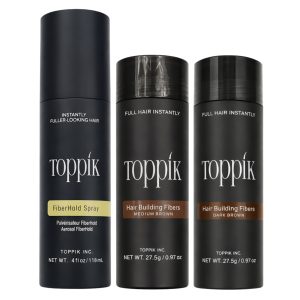 Toppik Haarverdikkings Starterset - Middelbruin en Donkerbruin - Toppik Hair Building Fibers 27.5g - Toppik Fiber Hold Spray 118ml - Verbergt Haaruitval - Direct Voller Haar
