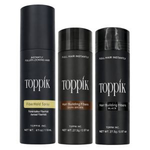 Toppik Haarverdikkings Starterset - Donkerbruin en Zwart - Toppik Hair Building Fibers 27.5g - Toppik Fiber Hold Spray 118ml - Verbergt Haaruitval - Direct Voller Haar