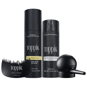 Toppik Haarverdikkings Starterset - Wit - Toppik Hair Building Fibers 27.5g - Toppik Fiber Hold Spray 118ml - Spray Applicator & Hairline Optimizer - Verbergt Haaruitval - Direct Voller Haar