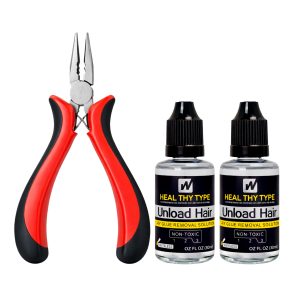 Walker Tape Unload Hair - Dry Glue Removal Solution - 2 stuks - 30ml - Met Microringen Gebogen Tang - Haar Extensions