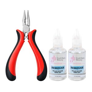 Guardian Beauty Pruikentape Remover Set - For Lace Wig Bond and Toupee Tape - Transparant - 2 stuks - 30ml - Met Microringen Gebogen Tang - Haar Extensions