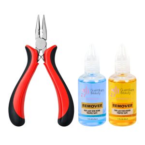 Guardian Beauty Pruikentape Remover Set - For Lace Wig Bond and Toupee Tape - Blauw, Geel - 2 stuks - 30ml - Met Microringen Gebogen Tang - Haar Extensions