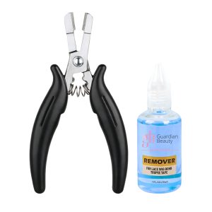 Guardian Beauty Pruikentape Remover Set - For Lace Wig Bond and Toupee Tape - Blauw - 1 stuk - 30ml - Met Microringen Tang - Haar Extensions