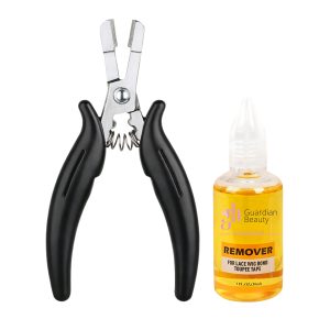 Guardian Beauty Pruikentape Remover Set - For Lace Wig Bond and Toupee Tape - Geel - 1 stuk - 30ml - Met Microringen Tang - Haar Extensions