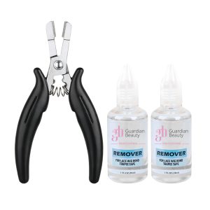 Guardian Beauty Pruikentape Remover Set - For Lace Wig Bond and Toupee Tape - Transparant - 2 stuks - 30ml - Met Microringen Tang - Haar Extensions