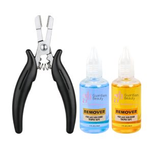 Guardian Beauty Pruikentape Remover Set - For Lace Wig Bond and Toupee Tape - Blauw, Geel - 2 stuks - 30ml - Met Microringen Tang - Haar Extensions
