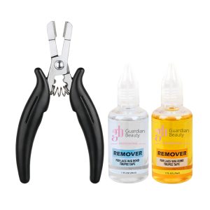Guardian Beauty Pruikentape Remover Set - For Lace Wig Bond and Toupee Tape - Transparant, Geel- 2 stuks - 30ml - Met Microringen Tang - Haar Extensions