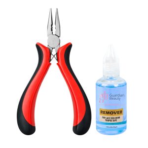 Guardian Beauty Pruikentape Remover Set - For Lace Wig Bond and Toupee Tape - Blauw - 1 stuk - 30ml - Met Microringen Gebogen Tang - Haar Extensions