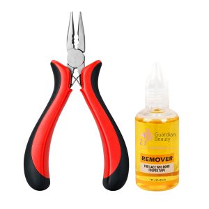 Guardian Beauty Pruikentape Remover Set - For Lace Wig Bond and Toupee Tape - Geel - 1 stuk - 30ml - Met Microringen Gebogen Tang - Haar Extensions